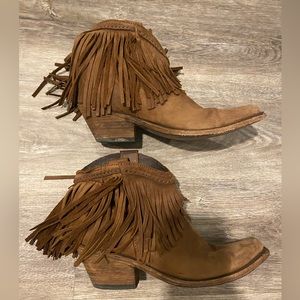 Liberty Black short fringe boots